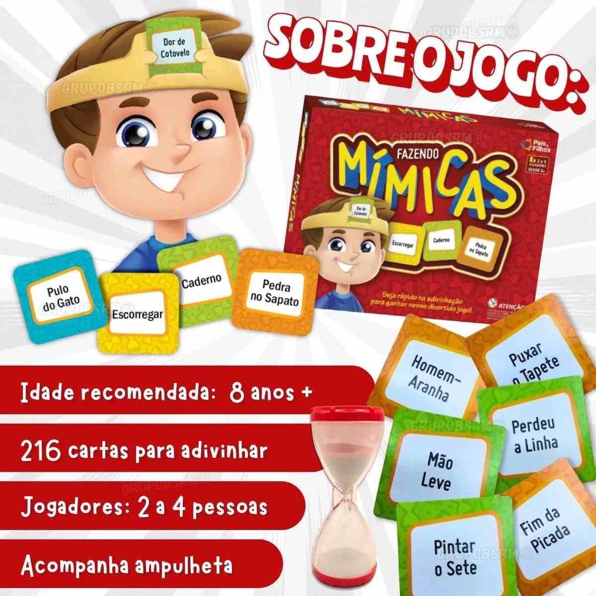 FAZENDO MIMICA C/TABULEIRO 216CARTAS E AMPULHETA